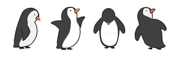 Pinguin-Zeichentrickfiguren in verschiedenen Posen eingestellt vektor