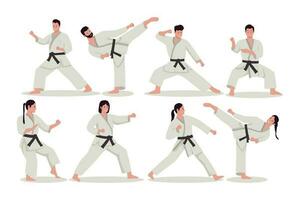 karate människor vektor illustration uppsättning