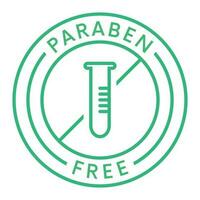 paraben fri bricka, stämpel, en grupp av syntetisk kemikalier, emblem, logotyp, märka för hälsa och medicinsk, hudvård, kosmetisk produkt, förpackning design element vektor illustration