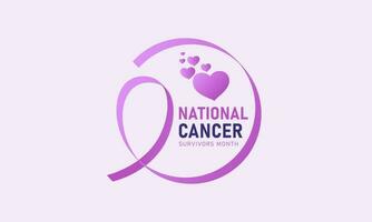 National Krebs Überlebende Monat ist beobachtete jeder Jahr im Juni. Juni ist National Krebs Überlebende Monat. Vektor Vorlage zum Banner, Gruß Karte, Poster mit Hintergrund. Vektor Illustration.