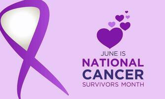 National Krebs Überlebende Monat ist beobachtete jeder Jahr im Juni. Juni ist National Krebs Überlebende Monat. Vektor Vorlage zum Banner, Gruß Karte, Poster mit Hintergrund. Vektor Illustration.