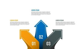 Pfeil Infografik 3 Geschäft Optionen zum Erfolg. Vektor Illustration.