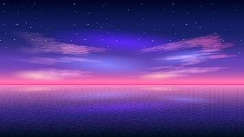 marinmålning vid kvällens stjärnhimmel realistisk bakgrund vektor