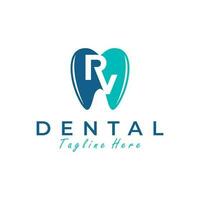 dental hälsa vektor illustration logotyp med brev rv