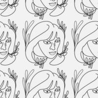 kvinna abstrakt silhuett vektor bunt. fantastisk ritad för hand minimalistisk abstrakt mönster av ansikten, händer, och former