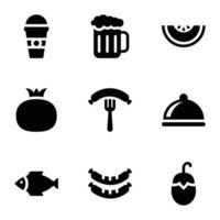 frukt, mat och vegetabiliska ikoner vektor