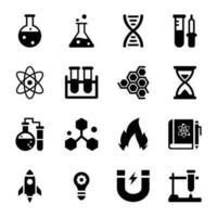 Wissenschaft Glyphe Symbole einstellen vektor
