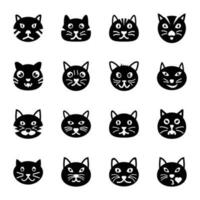 süß Katzen solide Symbole vektor