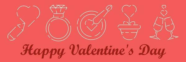 einstellen von Valentinstag Tag Symbole, eine solche wie Feier, Glücklich, romantisch, Herz, Liebe. vektor