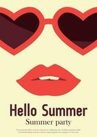 Sommer- abstrakt Vektor Hintergrund. Eis Creme, Banane, tropisch, Strand kurze Hose, Cocktail und das Meer. Abbildungen Poster, Startseite Kunst Flyer, Banner.