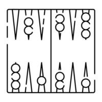 Tafel Spiel oder Tabelle Spiel Linie Symbol Vektor und Illustration. Spaß und Aktivität. Backgammon oder nard.