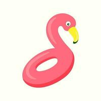 süß Rosa Flamingo Rettungsring isoliert auf Weiß Hintergrund. eben Vektor Illustration von aufblasbar Ballon zum Schwimmen Schwimmbad oder Strand.