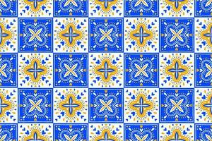 ethnisch abstrakt Hintergrund süß Blau Orange Herz Gänseblümchen Blume Motiv geometrisch Stammes- Volk orientalisch einheimisch Muster traditionell Teppich Hintergrund Kleidung Stoff Verpackung drucken Fliese Vektor