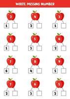 Nummer Fesseln mit süß Karikatur Apfel zum Kinder. vektor