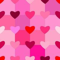 nahtlos kariert Box Muster mit Rosa und rot Farben von das Herzen. abstrakt geometrisch Hintergrund. Rosa Herzen, Valentinstag Tag, Mutter, Mädchen , Frau, süss, Hochzeit, Paar, vorschlagen Konzepte. vektor