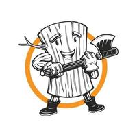 Holzfäller Maskottchen halten die Axt Maskottchen Logo Charakter vektor