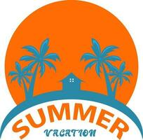 Sommer, Strand, Sonne und Palme Baum Logo vektor