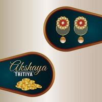 akshaya tritiya indischer schmuck verkauf grußkarte mit goldmünze und ohrringen vektor