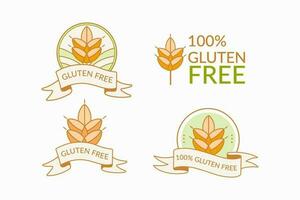 Gluten kostenlos Symbol einstellen mit Korn oder Weizen Symbol. Essen Allergie Etikett. Gluten kostenlos Produkte. Vektor Illustration