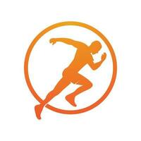 Laufen Mann Silhouette Logo, Marathon- Logo Vorlage, Laufen Verein oder Sport Verein mit Slogan Vorlage vektor
