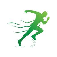 löpning man silhuett logotyp, maraton logotyp mall, löpning klubb eller sporter klubb med slogan mall vektor