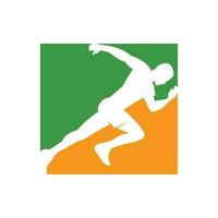 Laufen Mann Silhouette Logo, Marathon- Logo Vorlage, Laufen Verein oder Sport Verein mit Slogan Vorlage vektor