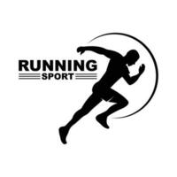 Laufen Mann Silhouette Logo, Marathon- Logo Vorlage, Laufen Verein oder Sport Verein mit Slogan Vorlage vektor