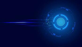 abstrakt Kreis Digital Cyber Sicherheit Fingerabdruck Verbindung und Kommunikation futuristisch auf Blau Hintergrund. vektor