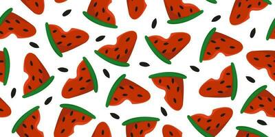nahtlos Muster mit Wassermelone Scheiben und schwarz Samen. horizontal Banner mit Sommer- Beeren. vektor