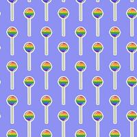lgbtq sömlös mönster med regnbåge klubba på violett bakgrund i platt vektor stil. HBTQ stolthet gemenskap månad