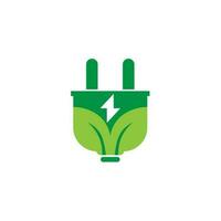 grön energi logotyp eco teknologi elektrisk natur kraft vektor symbol