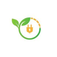 grön energi logotyp eco teknologi elektrisk natur kraft vektor symbol