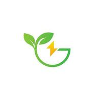 grön energi logotyp eco teknologi elektrisk natur kraft vektor symbol