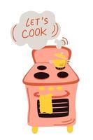 gasspis med kokande vatten i en kruka. matlagning i eld vektor uppsättning. vatten kokar på lågan, spis med lågan.