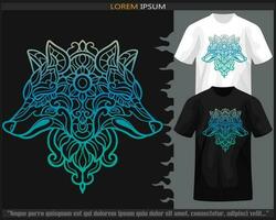 Gradient bunt Wolf Kopf Mandala Kunst isoliert auf schwarz und Weiß t Shirt. vektor