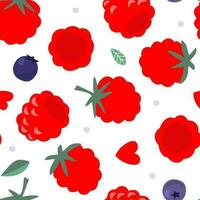 nahtlos Muster mit Himbeeren und Blaubeeren. Sommer- Ornament mit Beeren. Vektor Grafik.