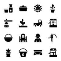 Landwirtschaft solide Vektor Symbole