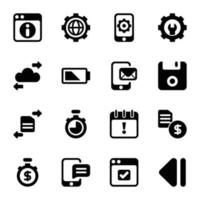 Netz Entwicklung Glyphe Vektor Symbole