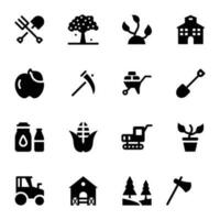 Landwirtschaft Glyphe Vektor Symbole