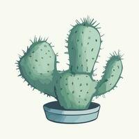 Kaktus im ein Topf. schön Grün süß Kaktus Illustration Vektor isoliert Kunstwerk