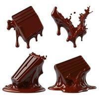 uppsättning av 3d choklad bar med choklad stänk vektor