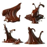 uppsättning av 3d choklad stänk med choklad bar vektor