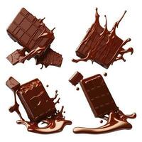 einstellen von 3d Schokolade Bar mit Schokolade Spritzen vektor