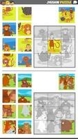Puzzle Puzzle Aktivitäten einstellen mit Karikatur Tier Zeichen vektor