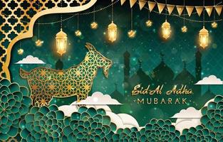 eid al adha mubarak Hintergrund mit Ziegenkonzept vektor