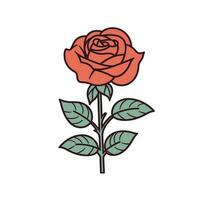 Blumen Rosen, rot Knospen und Grün Blätter. isoliert rot Rose. Vektor Illustration.