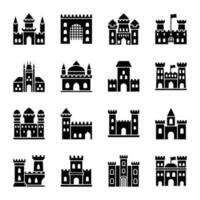 kunglig byggnader ikoner vektor