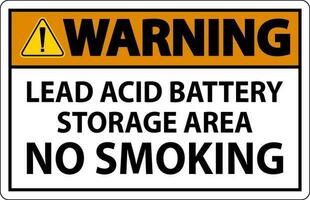 varning tecken leda syra batteri lagring område, Nej rökning vektor
