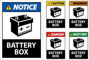 lägga märke till batteri låda med ikon tecken på vit bakgrund vektor