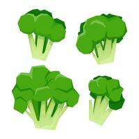 uppsättning av grön platt tecknad serie broccoli vektor